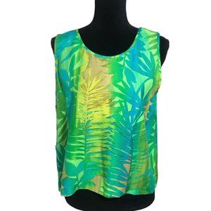 Nancy Bolen City Girl Sleeveless Top in Green/Blue/Gold - Size 12